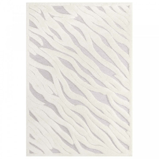 Whimsical Current Abstract Wavy Striped 5x8 Shag Area Rug