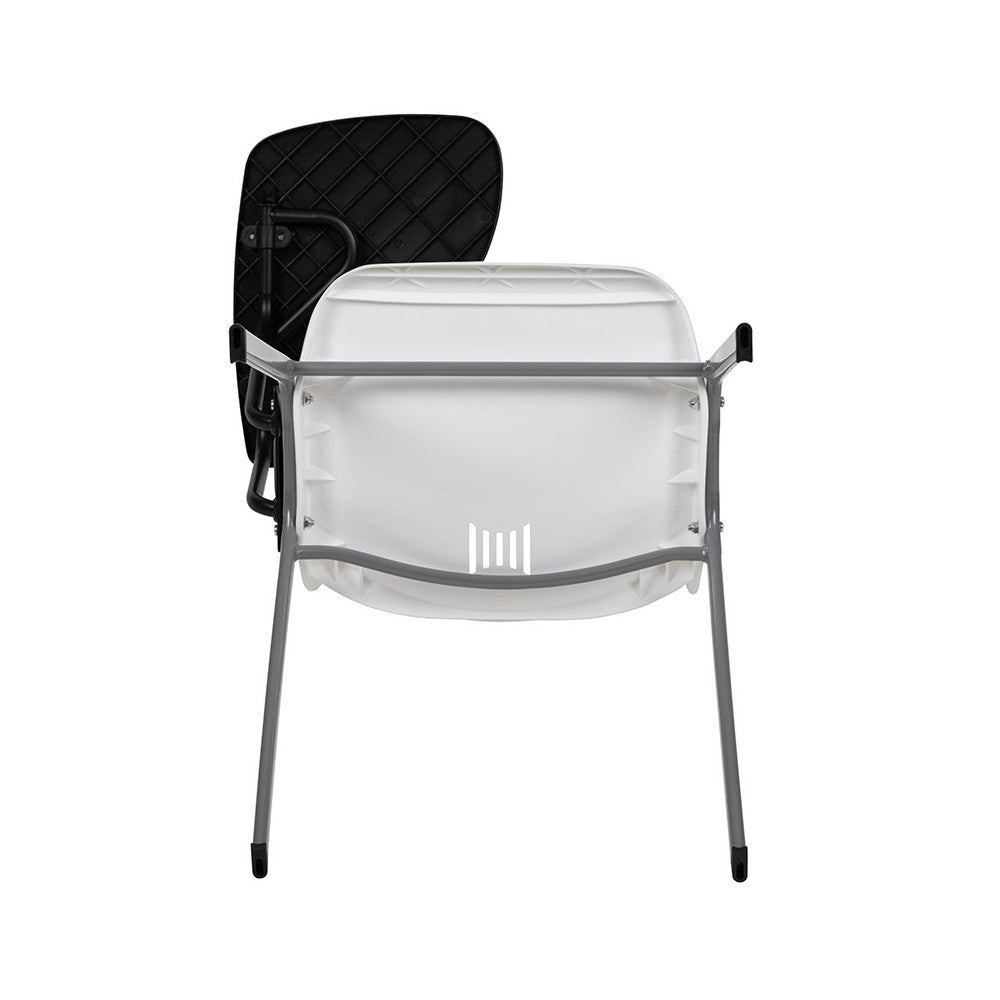 White Ergonomic Shell Chair with Right Handed Flip-Up Tablet Arm
