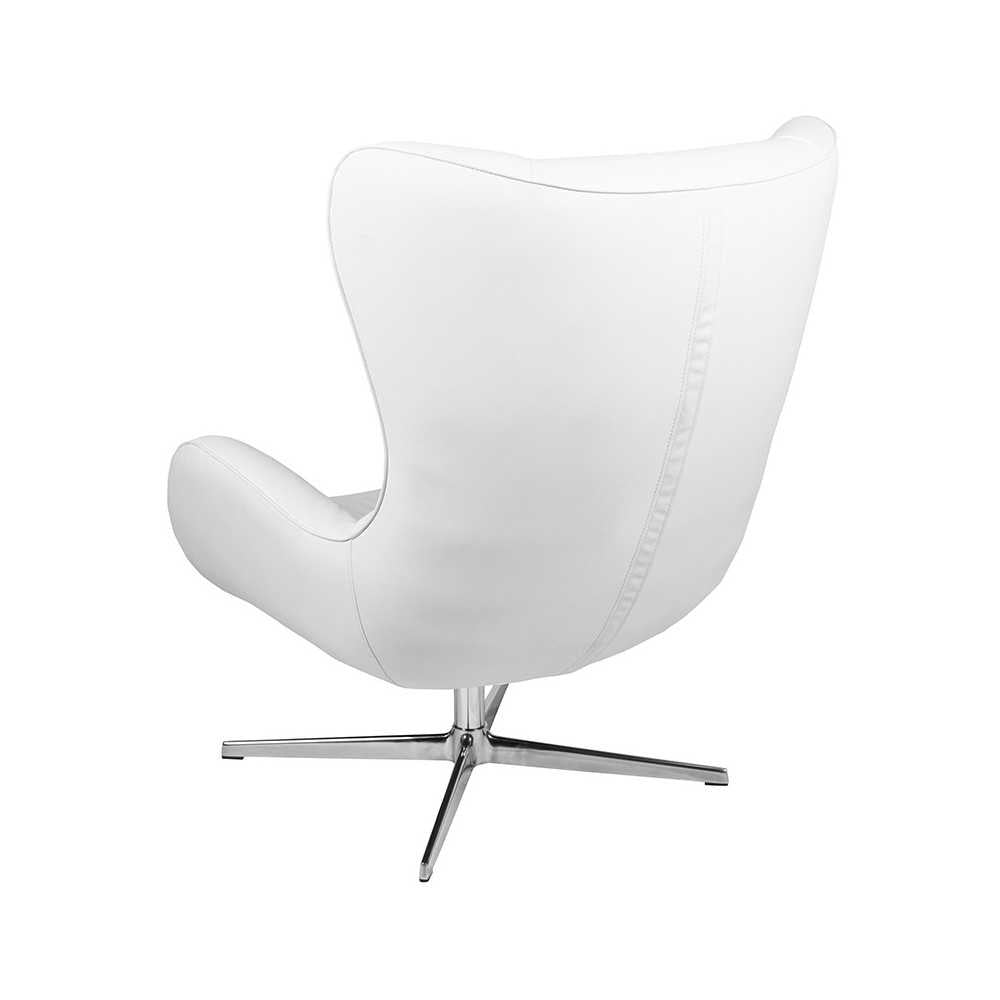 White LeatherSoft Swivel Wing Chair