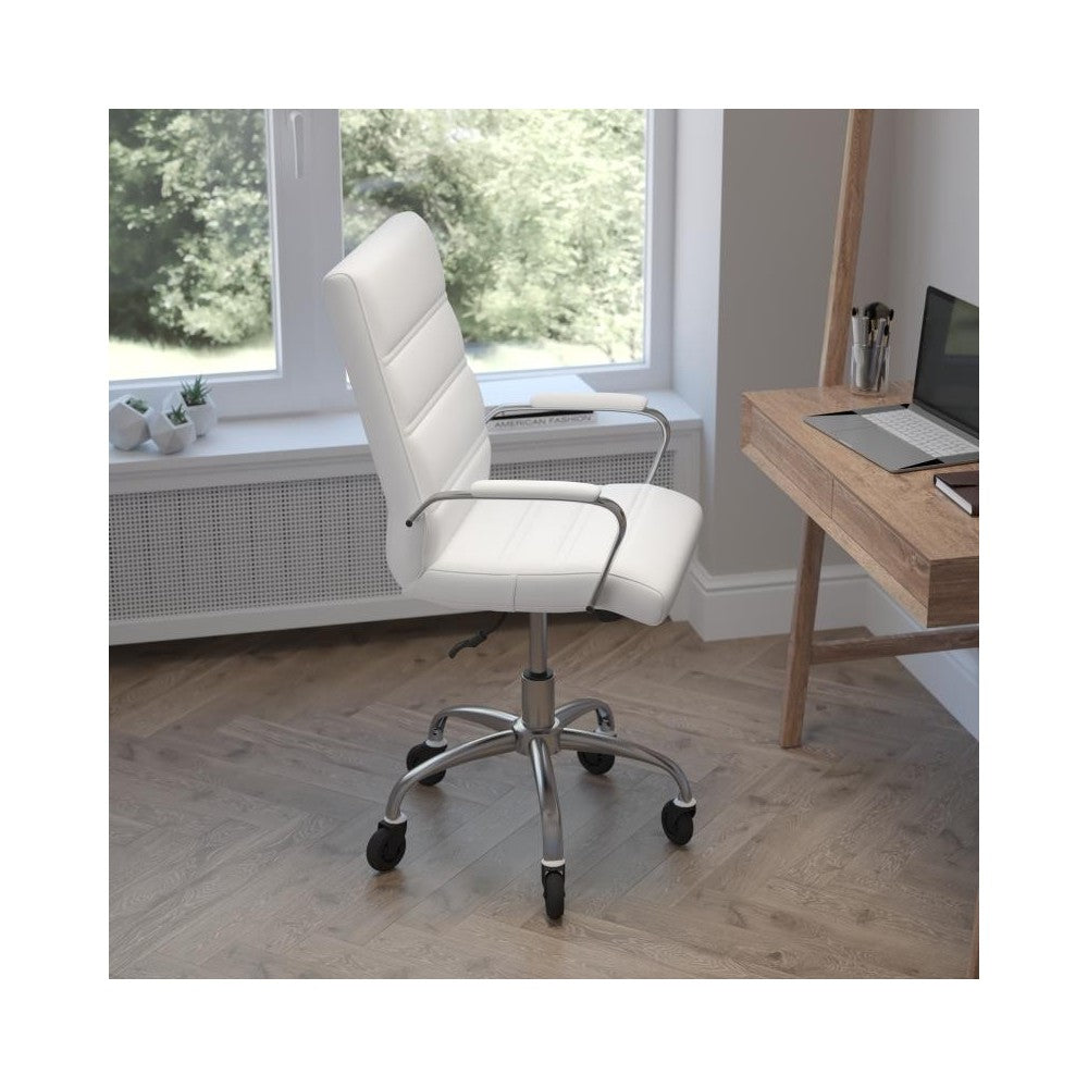 White LeatherSoft with Chrome Frame Chair