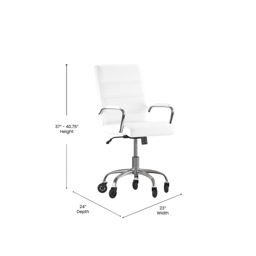 White LeatherSoft with Chrome Frame Chair