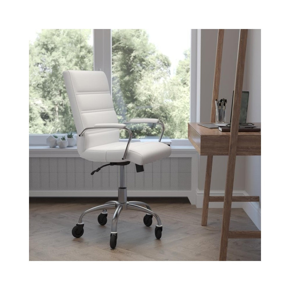 White LeatherSoft with Chrome Frame Chair