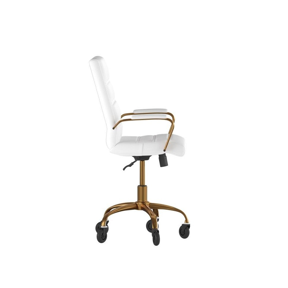 White LeatherSoft with Gold Frame Chair