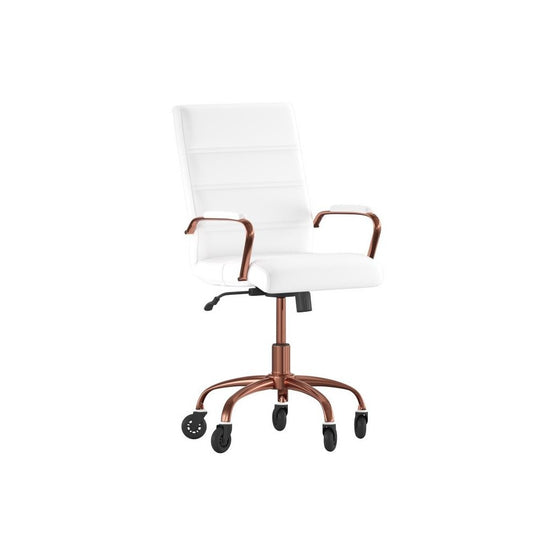 White LeatherSoft with Rose Gold Frame Chair