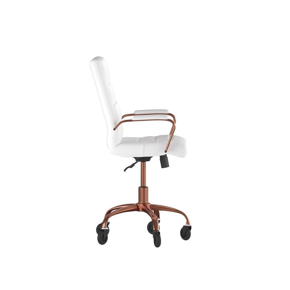 White LeatherSoft with Rose Gold Frame Chair