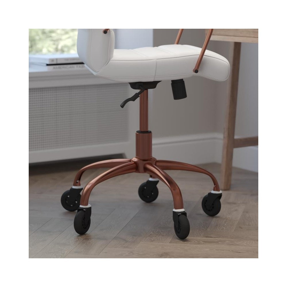 White LeatherSoft with Rose Gold Frame Chair