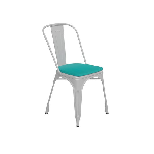 White Metal Chair-Mint Seat