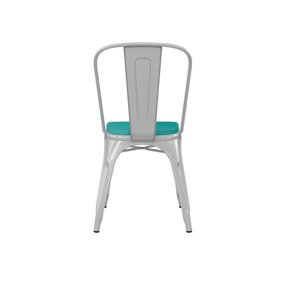 White Metal Chair-Mint Seat