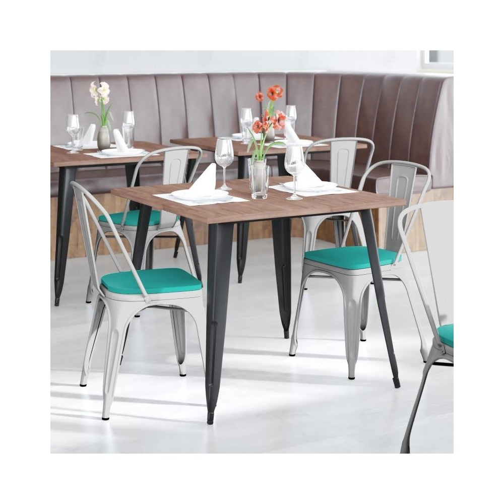 White Metal Chair-Mint Seat