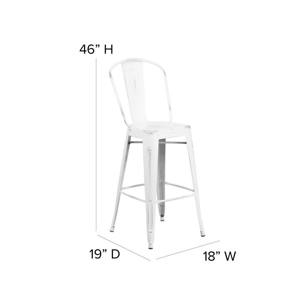 White Metal Stool-Gray Seat