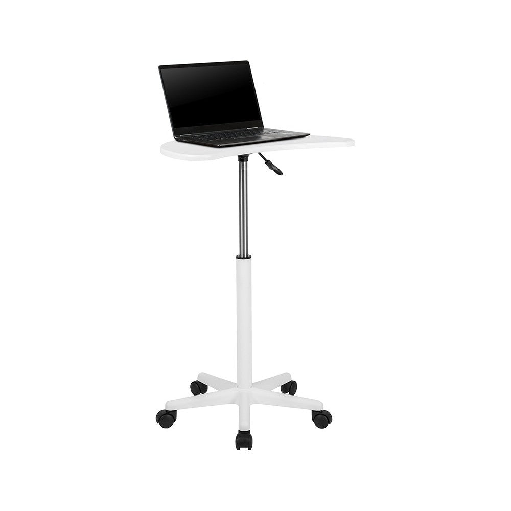 White Sit to Stand Mobile Laptop Computer Desk