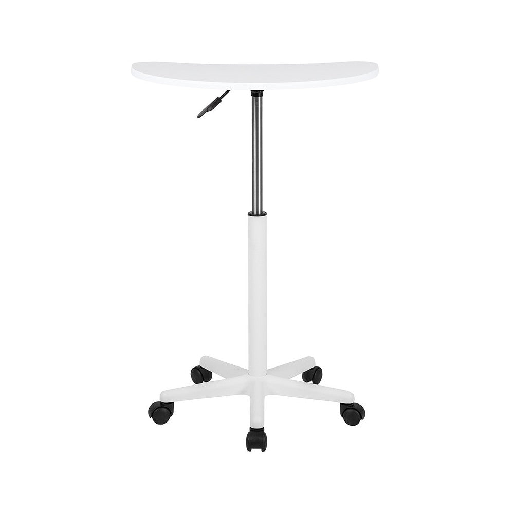 White Sit to Stand Mobile Laptop Computer Desk