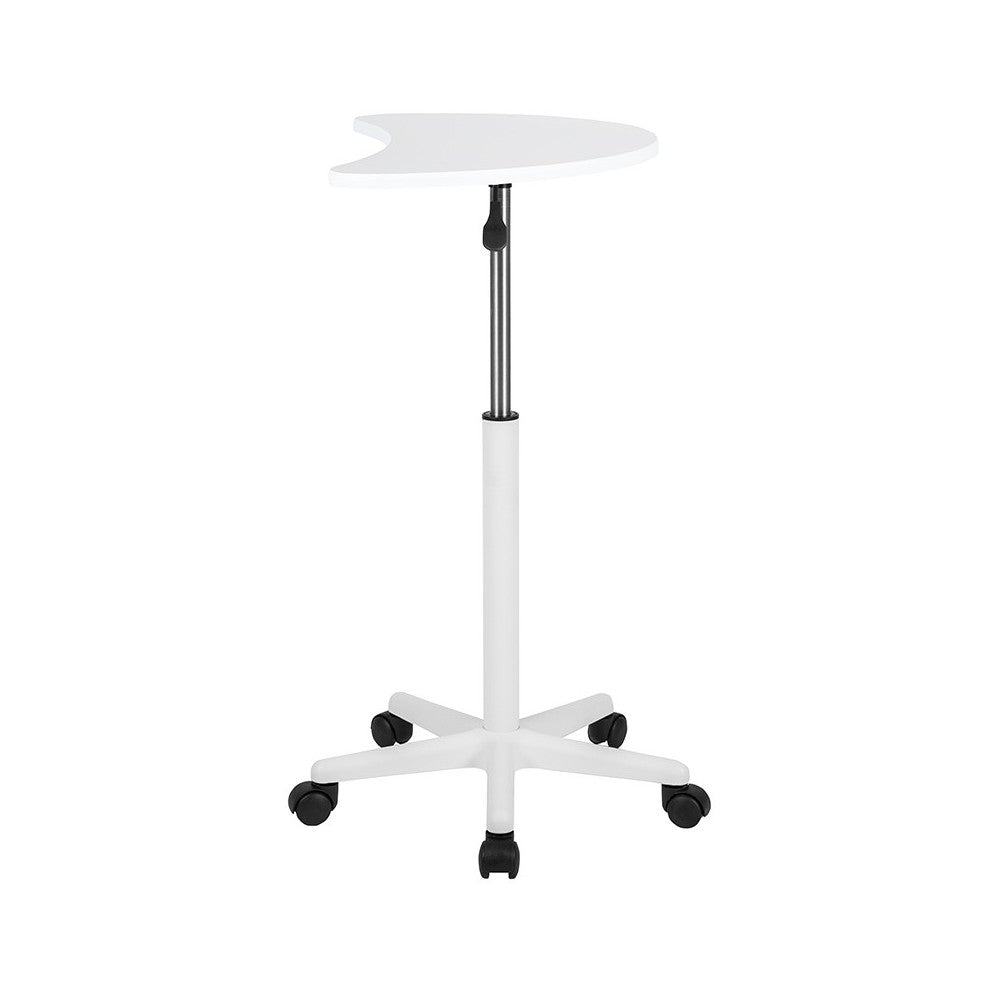 White Sit to Stand Mobile Laptop Computer Desk