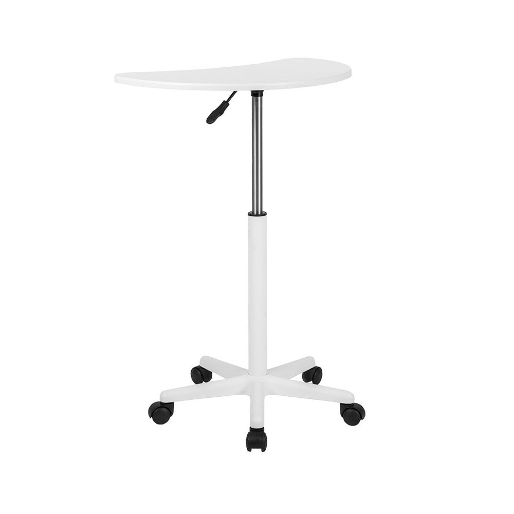 White Sit to Stand Mobile Laptop Computer Desk