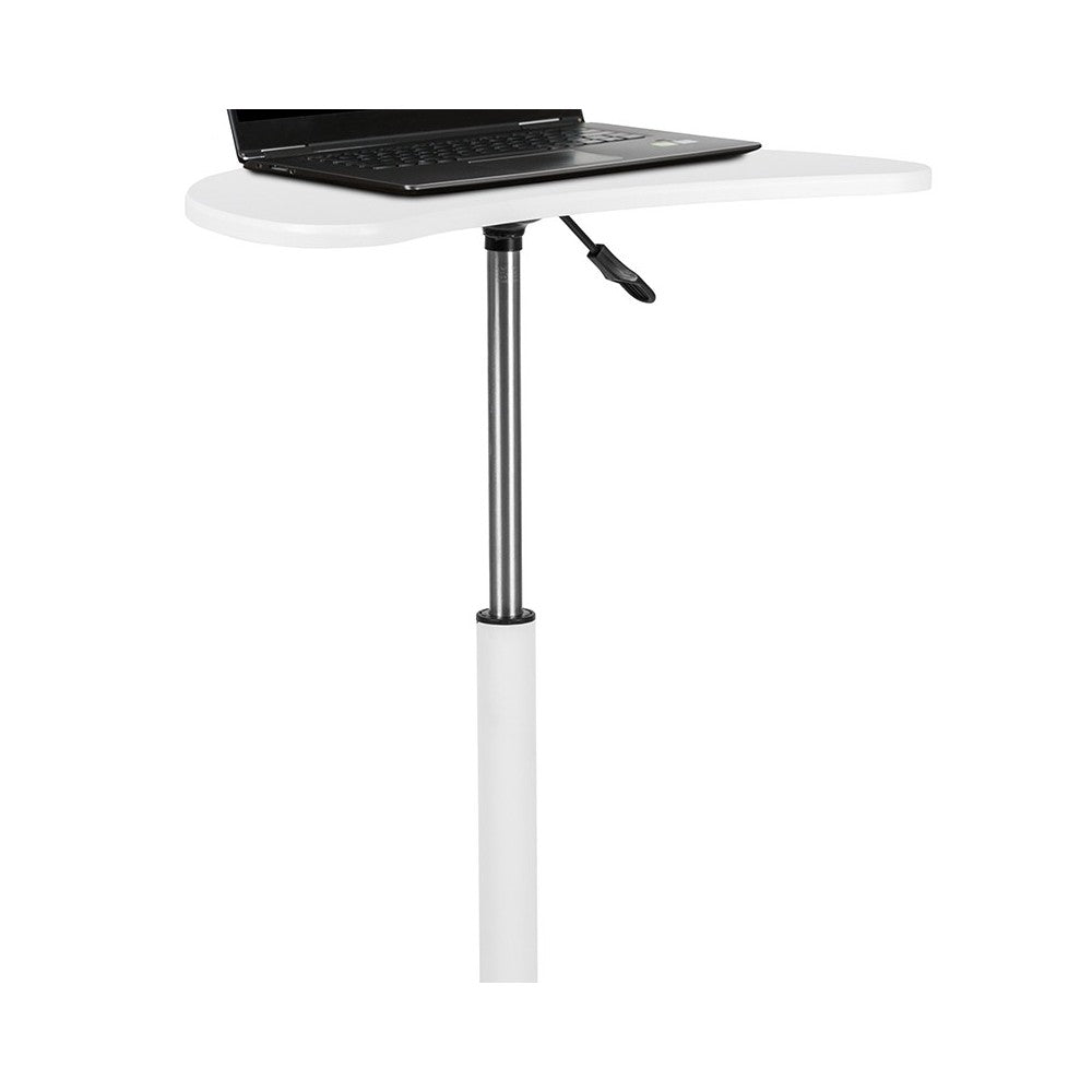 White Sit to Stand Mobile Laptop Computer Desk