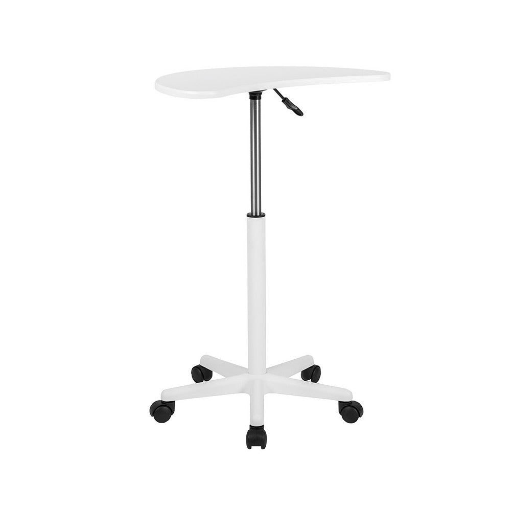 White Sit to Stand Mobile Laptop Computer Desk