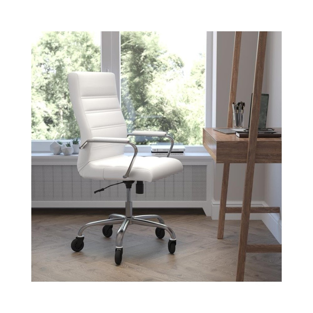 Whitney High Back White LeatherSoft Executive Swivel Office Chair