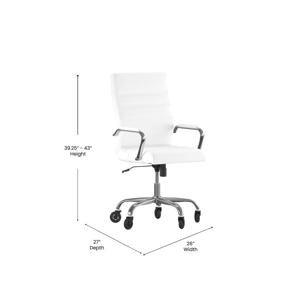 Whitney High Back White LeatherSoft Executive Swivel Office Chair