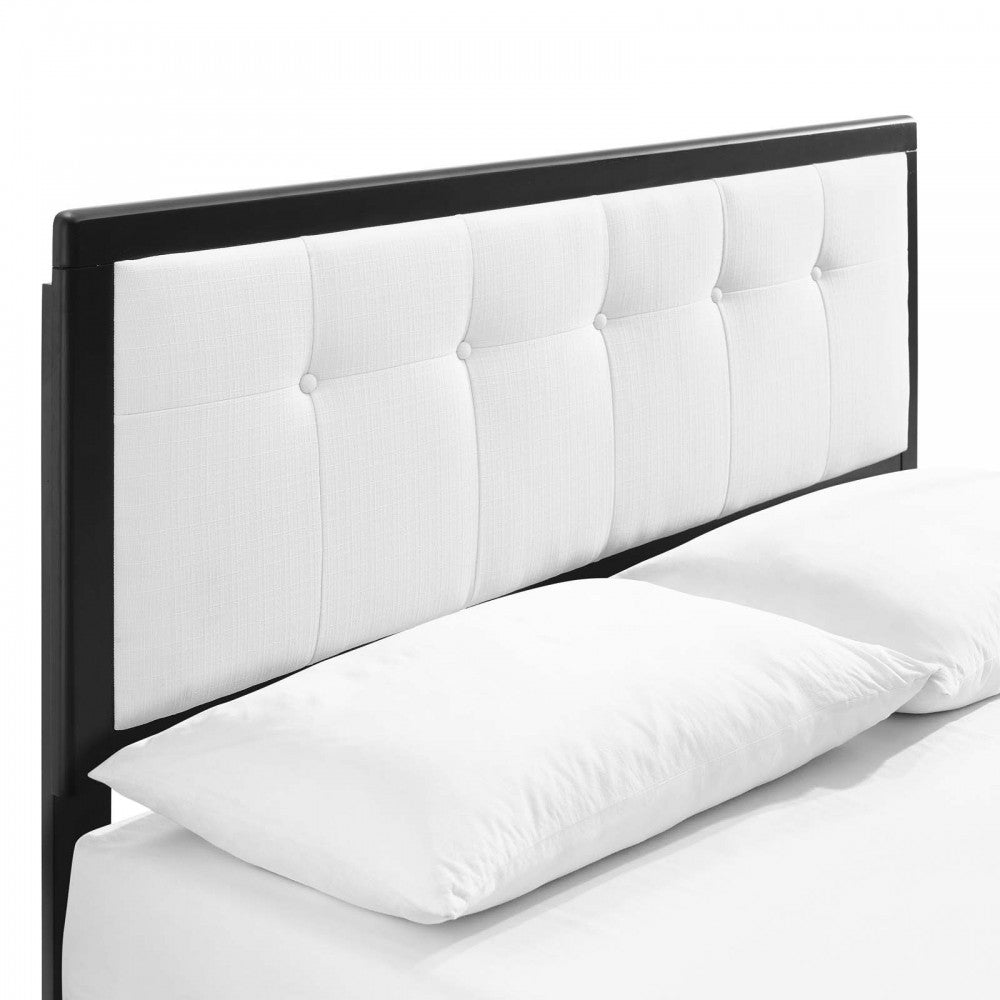 Willow Full Wood Platform Bed With Angular Frame, Black White