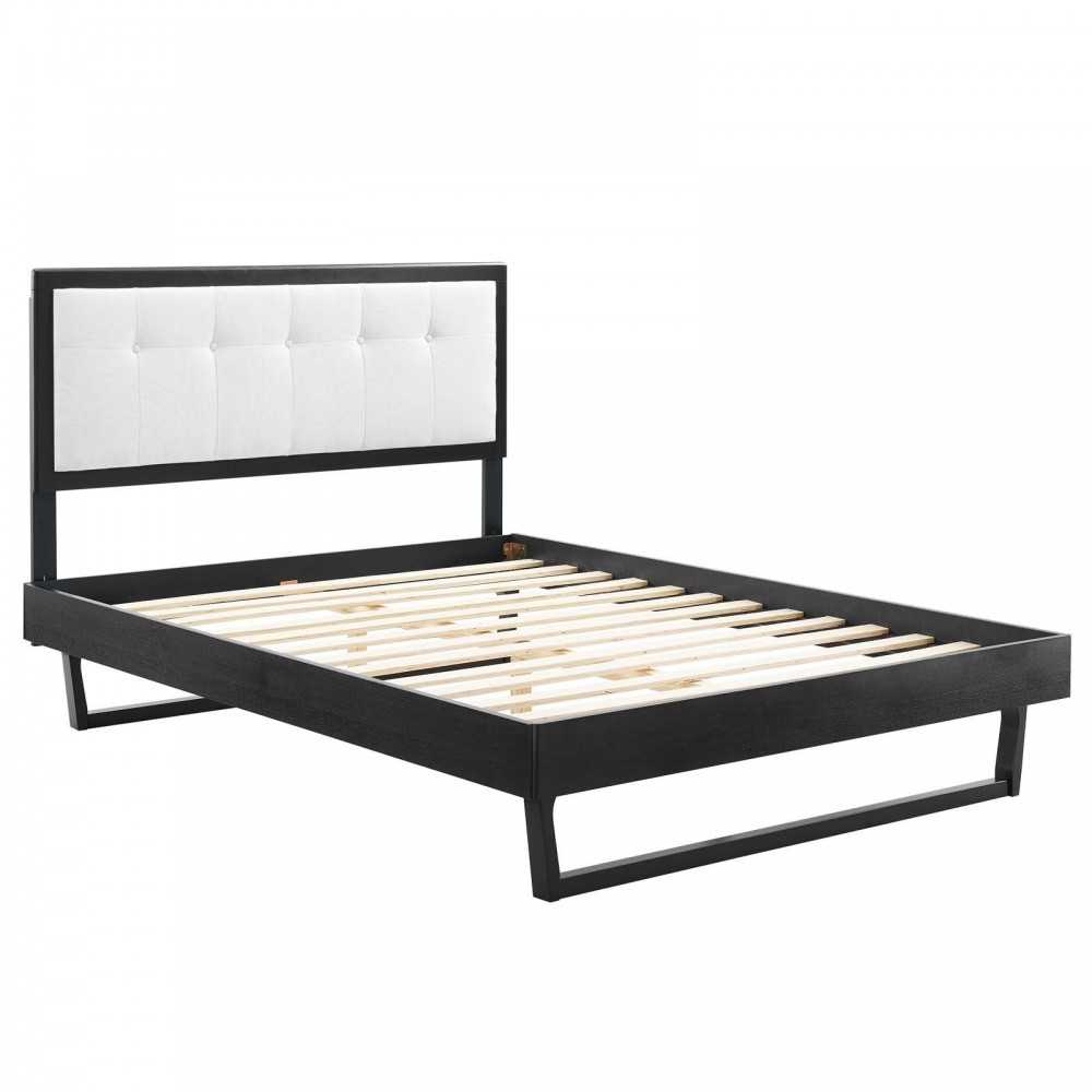 Willow Full Wood Platform Bed With Angular Frame, Black White