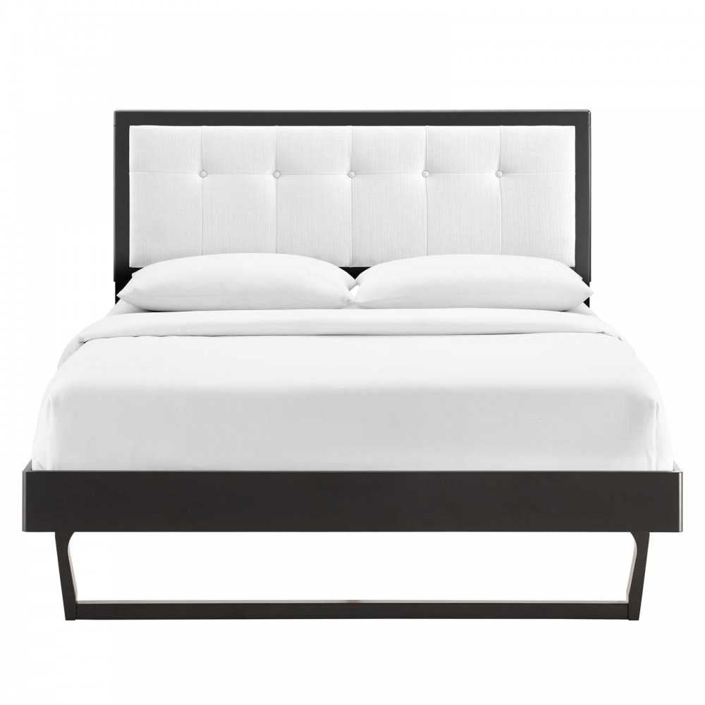 Willow Full Wood Platform Bed With Angular Frame, Black White