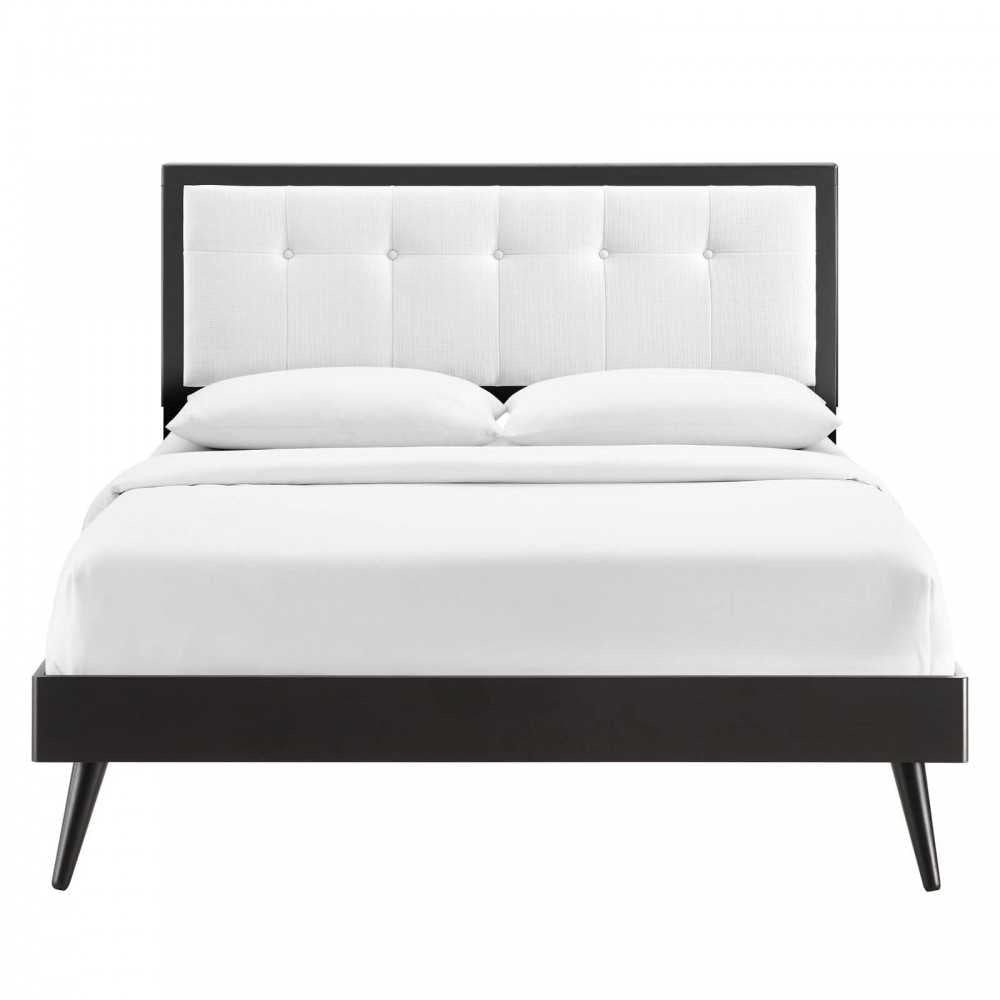 Willow Full Wood Platform Bed With Splayed Legs, Black White