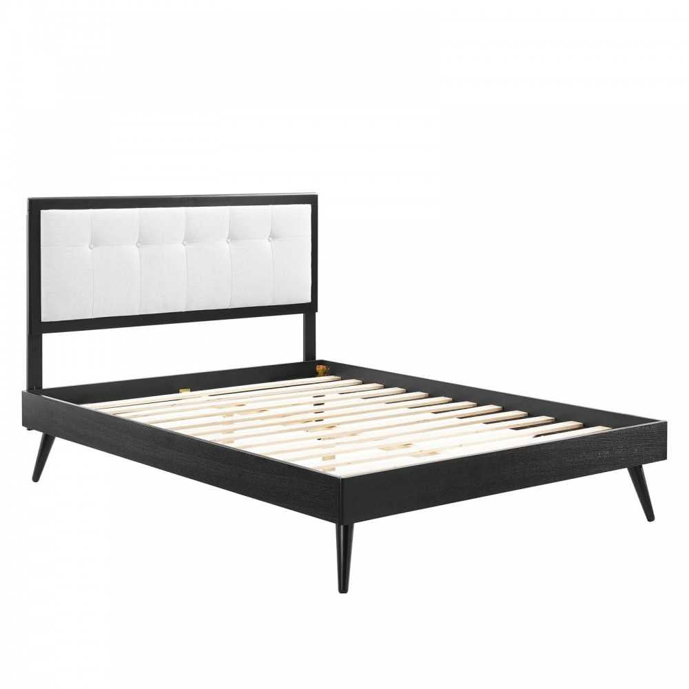 Willow Full Wood Platform Bed With Splayed Legs, Black White