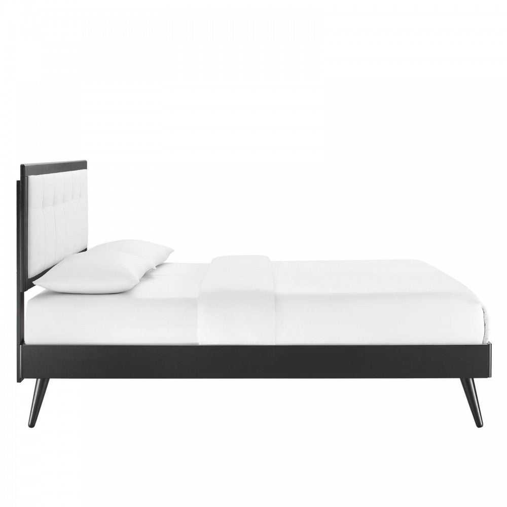 Willow Full Wood Platform Bed With Splayed Legs, Black White