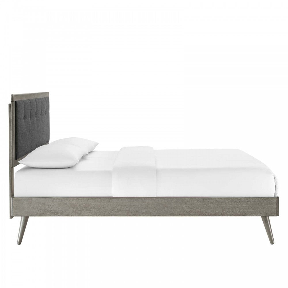 Willow Full Wood Platform Bed With Splayed Legs, Gray Charcoal