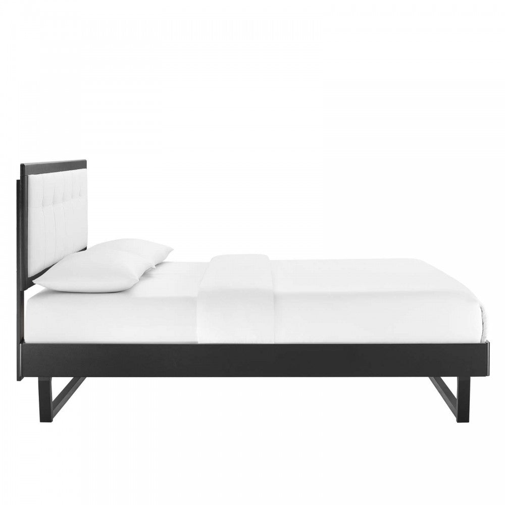 Willow Queen Wood Platform Bed With Angular Frame, Black White