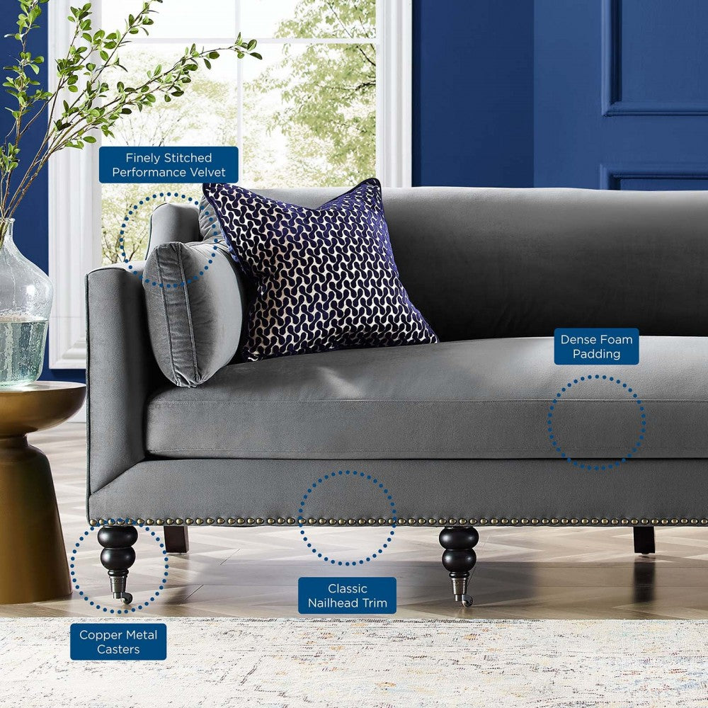 Windsor Performance Velvet Sofa, Gray