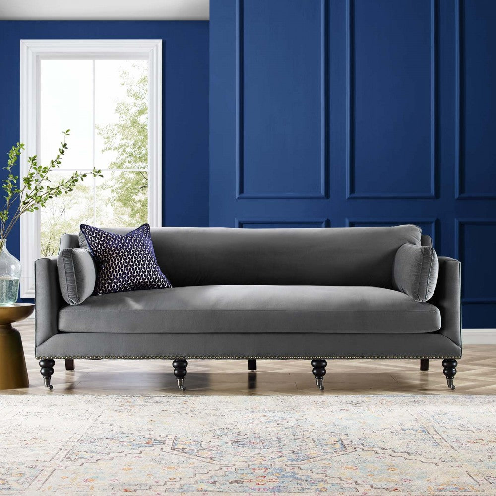 Windsor Performance Velvet Sofa, Gray