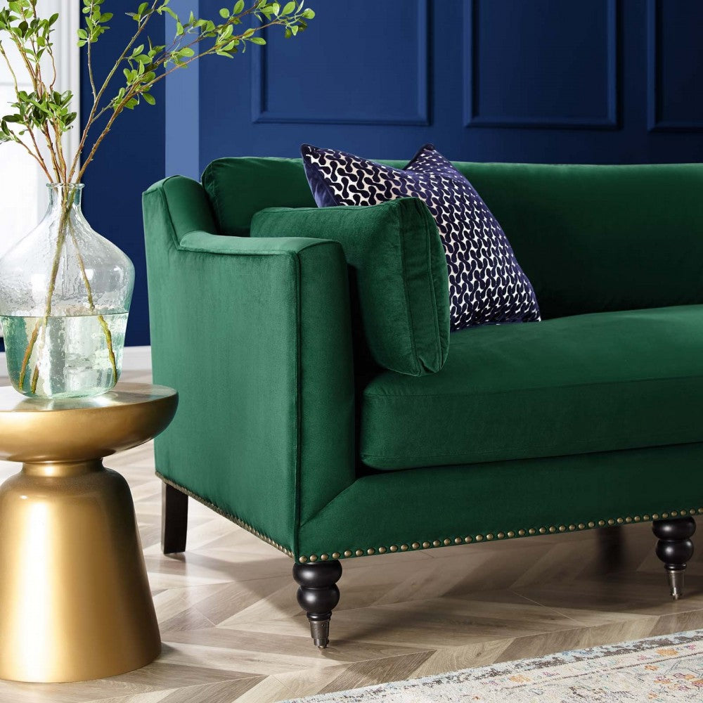 Windsor Performance Velvet Sofa, Green