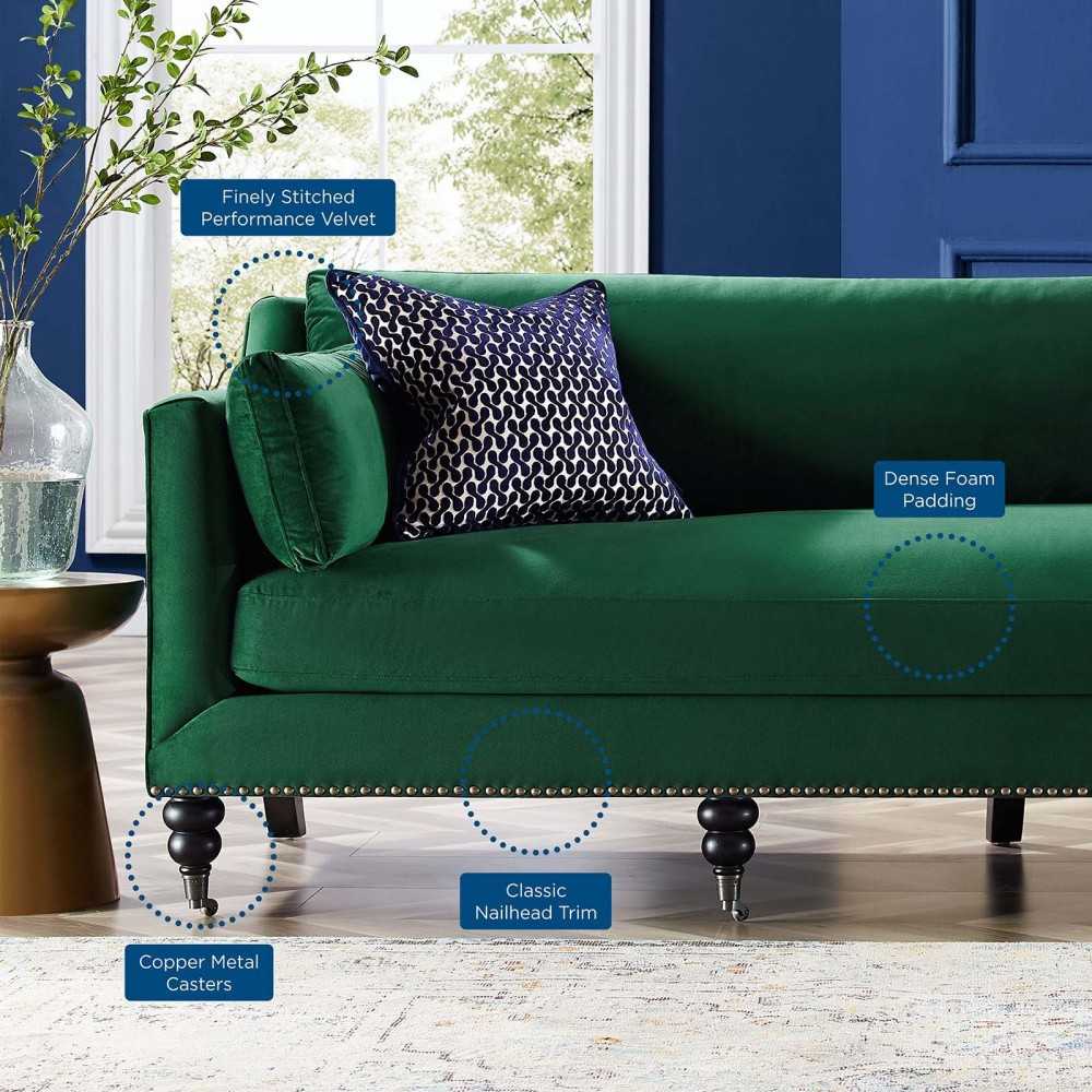 Windsor Performance Velvet Sofa, Green