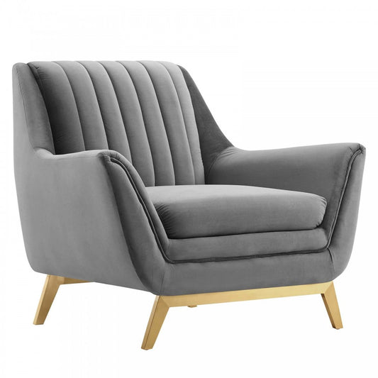 Winsome Channel Tufted Performance Velvet Armchair, Gray