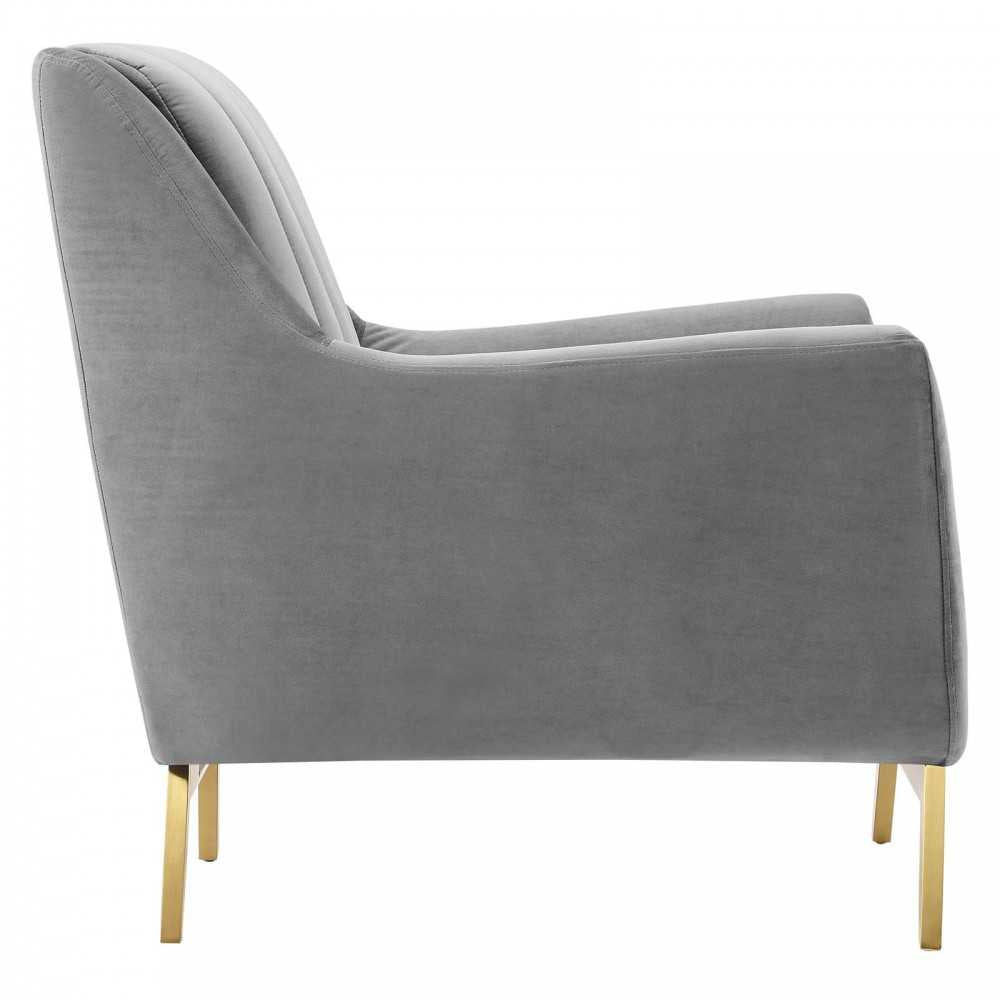 Winsome Channel Tufted Performance Velvet Armchair, Gray