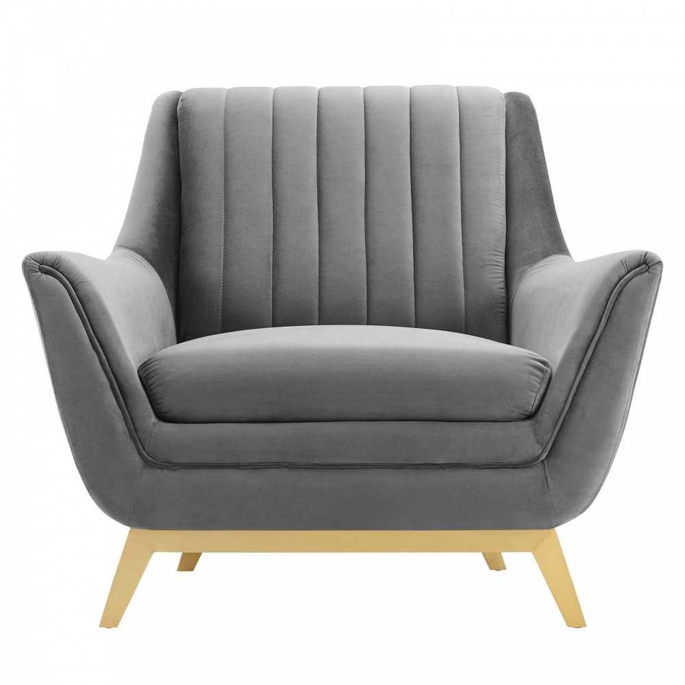Winsome Channel Tufted Performance Velvet Armchair, Gray
