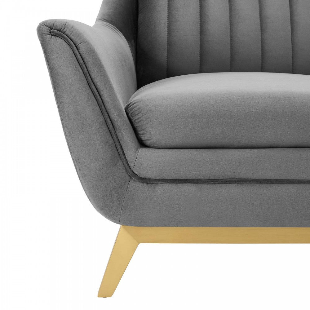 Winsome Channel Tufted Performance Velvet Armchair, Gray