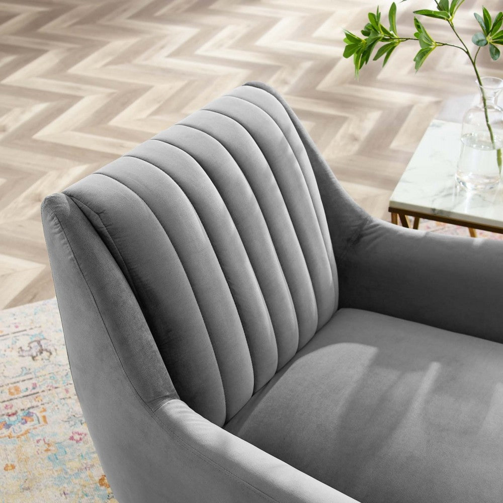 Winsome Channel Tufted Performance Velvet Armchair, Gray