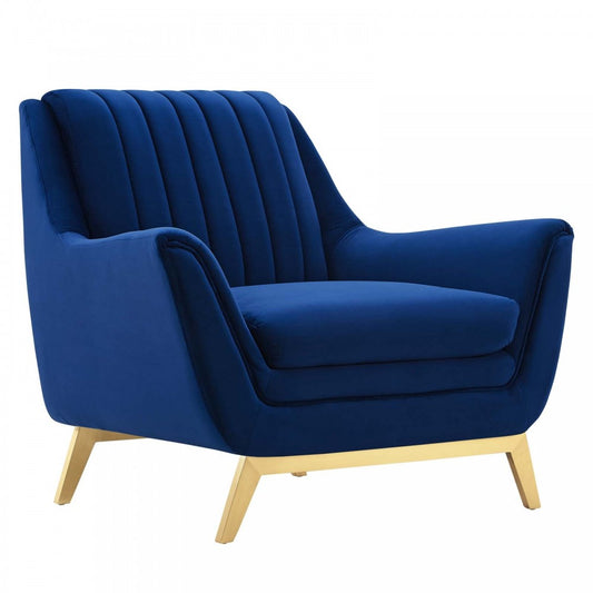 Winsome Channel Tufted Performance Velvet Armchair, Navy