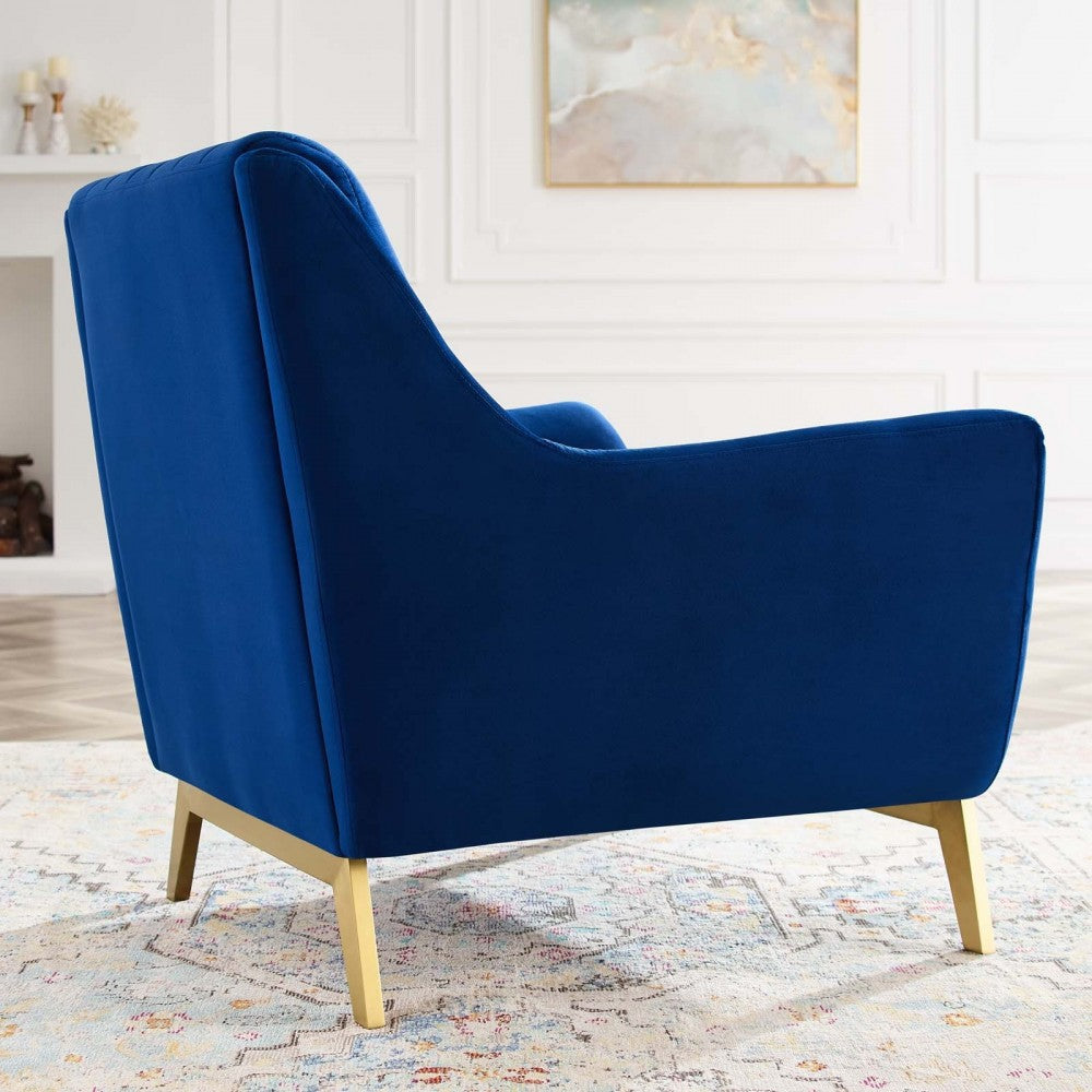 Winsome Channel Tufted Performance Velvet Armchair, Navy