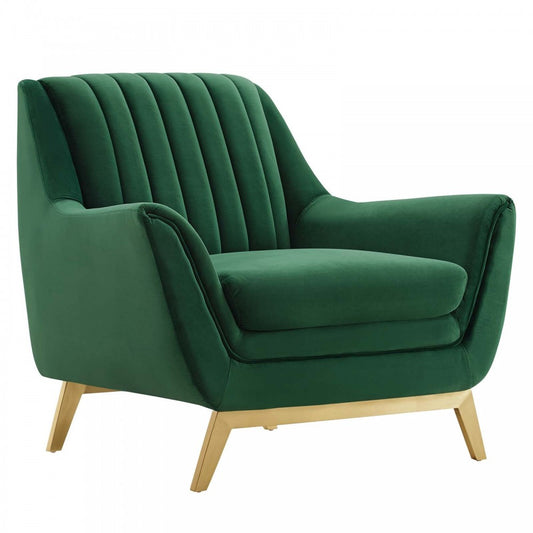 Winsome Channel Tufted Performance Velvet Armchair, Emerald