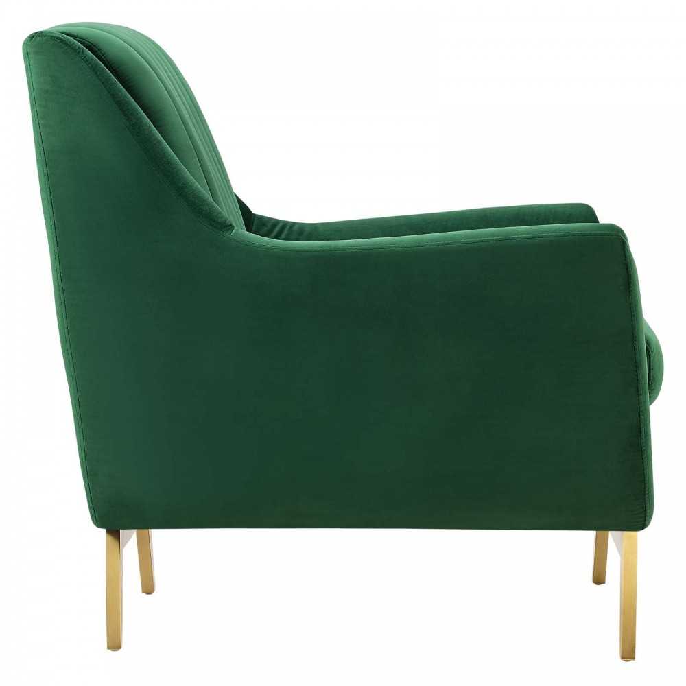 Winsome Channel Tufted Performance Velvet Armchair, Emerald
