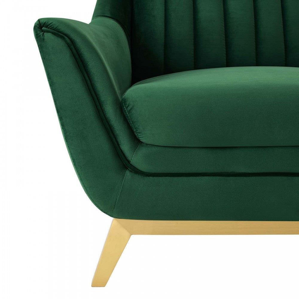Winsome Channel Tufted Performance Velvet Armchair, Emerald