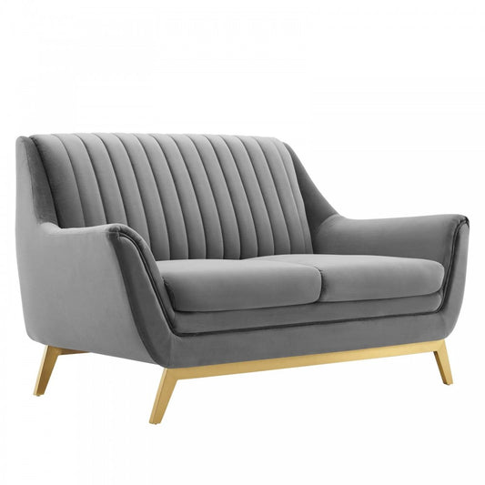 Winsome Channel Tufted Performance Velvet Loveseat, Gray