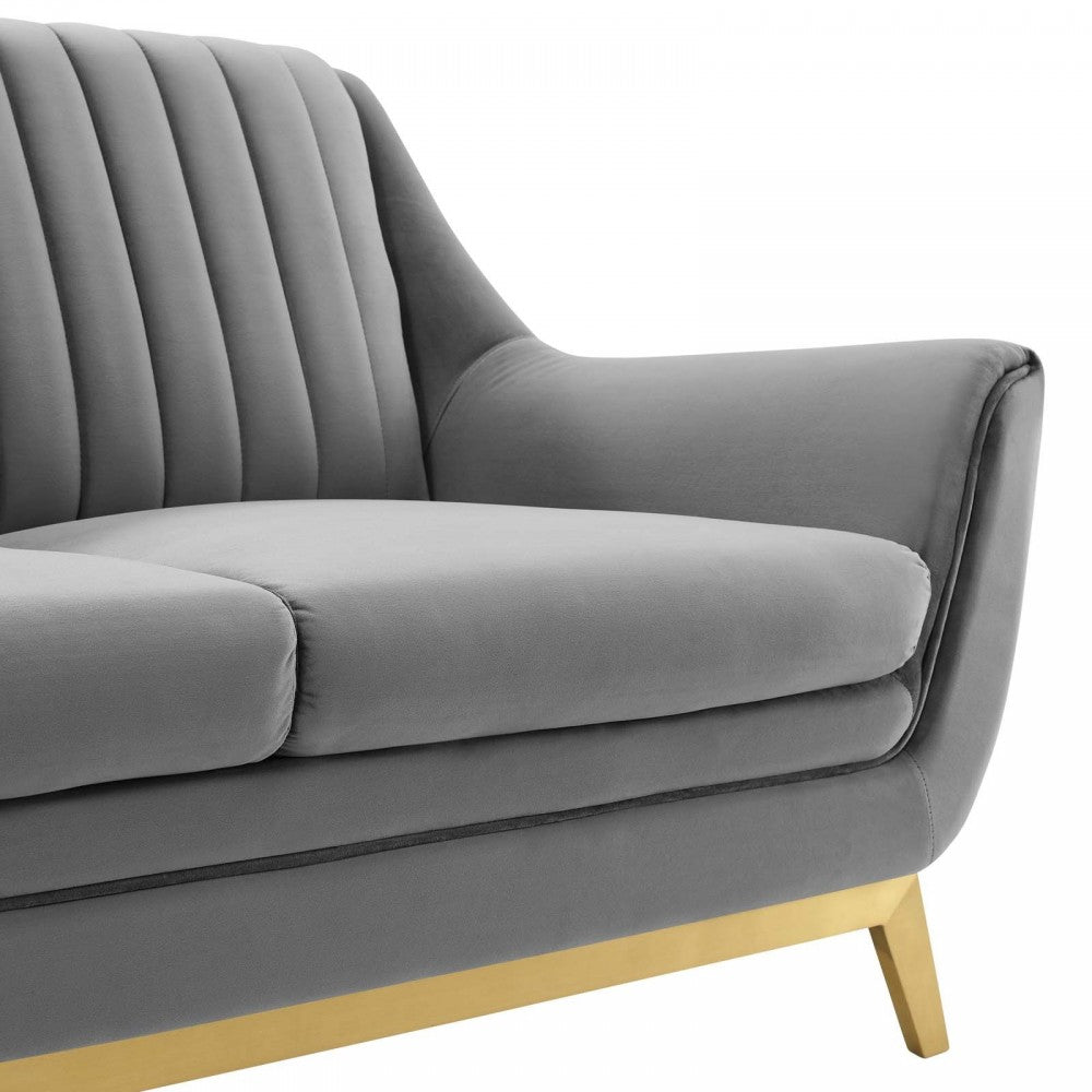 Winsome Channel Tufted Performance Velvet Loveseat, Gray