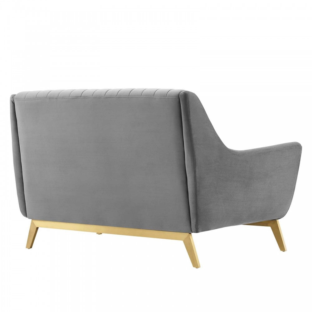 Winsome Channel Tufted Performance Velvet Loveseat, Gray