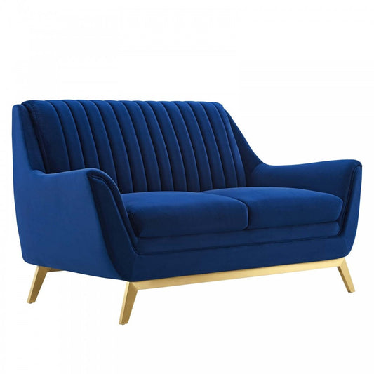 Winsome Channel Tufted Performance Velvet Loveseat, Navy