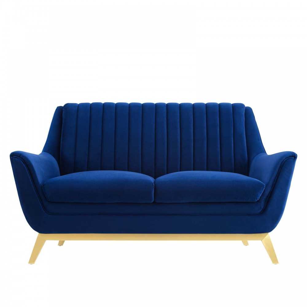 Winsome Channel Tufted Performance Velvet Loveseat, Navy