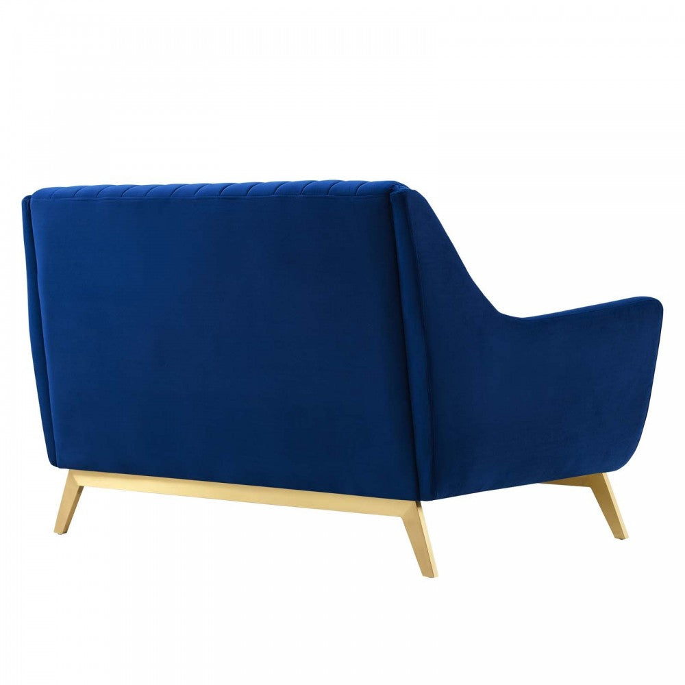 Winsome Channel Tufted Performance Velvet Loveseat, Navy